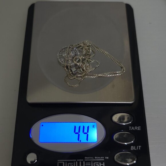 19 Inch Sterling Silver Fancy Style Cubic Zirconia Necklace A891 - Picture 8 of 8